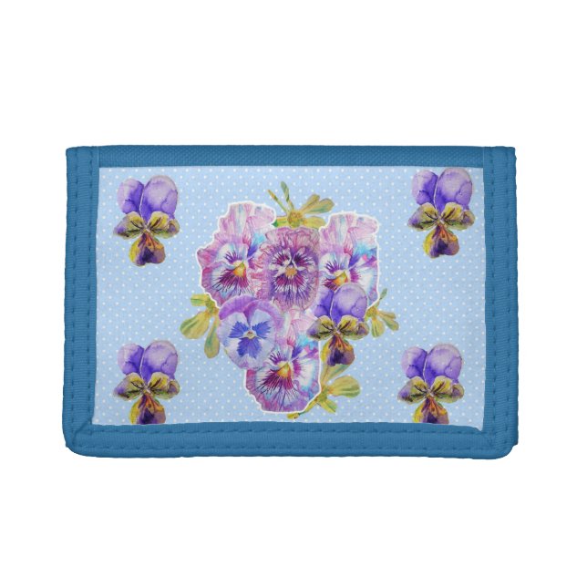 Shabby Chic Blue Floral Flowers Ladies Wallet (Front)