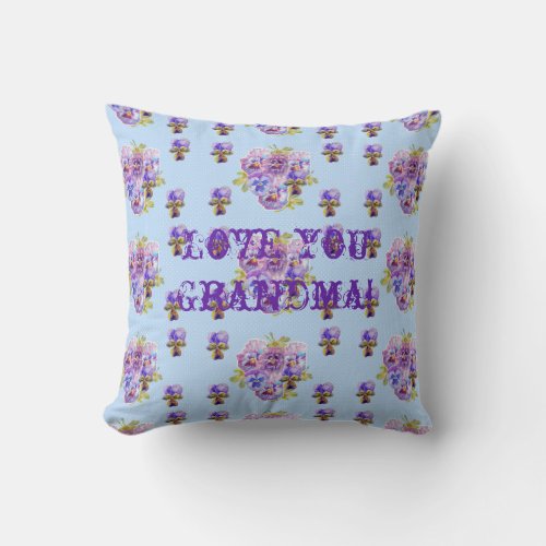 Shabby Chic Blue Floral Love You Grandma Cushion