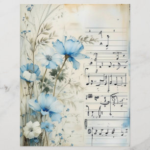 Shabby Chic Blue Floral Scrapbook Paper