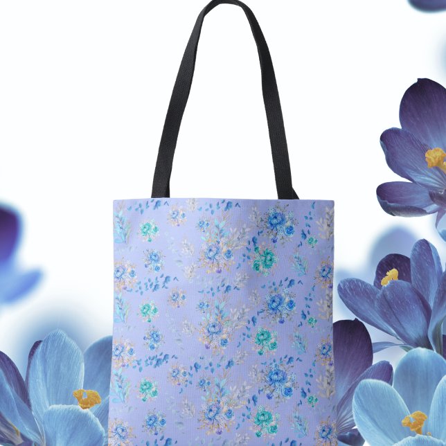 Shabby Chic Blue Floral  Tote Bag (Creator Uploaded)