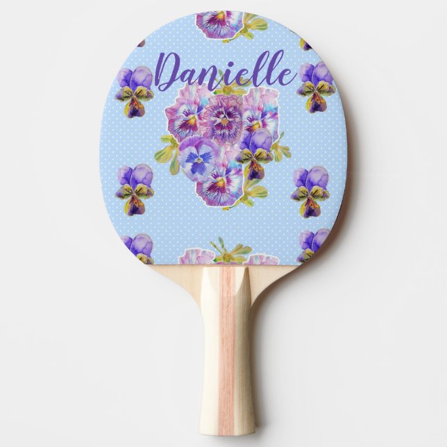 Shabby Chic Blue Flowers Floral Ping Pong Paddle (Front)