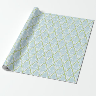 Shabby Chic Blue & Green Damask Wrapping Paper