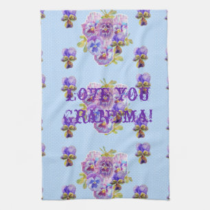 Shabby Chic Blue Love You Grandma Tea Towel