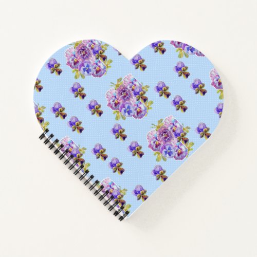 Shabby Chic Blue Pansy Floral Dot Ladies Notebook