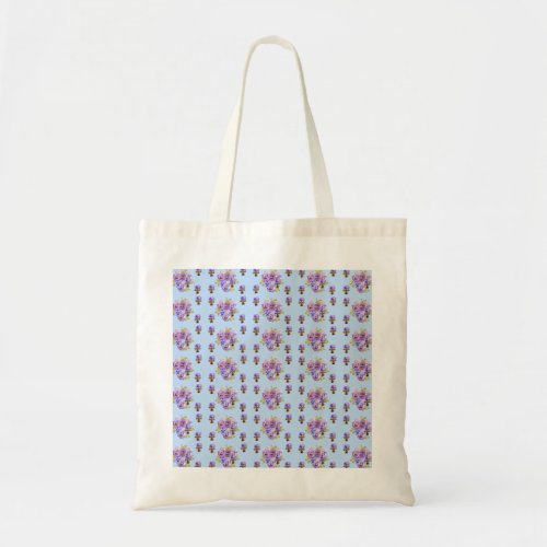 Shabby Chic Blue Pansy Flowers floral Tote Bag