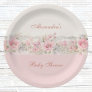 Shabby Chic Blush Pink Floral Baby Shower Paper Plates