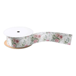 Shabby Chic Blush Pink Roses Eucalyptus Greenery  Satin Ribbon
