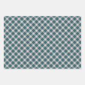Shabby Chic Blush Red Pink Teal Blue White Plaid Wrapping Paper Sheets (Front)