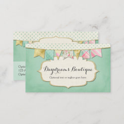 Shabby Chic Boutique Bunting in Pink, Mint & Gold Business Card