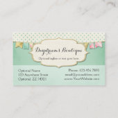 Shabby Chic Boutique Bunting in Pink, Mint & Gold Business Card (Back)