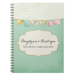 Shabby Chic Boutique Bunting in Pink, Mint & Gold Notebook