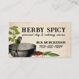 shabby chic bowl whisk herbs spices chef biz cards