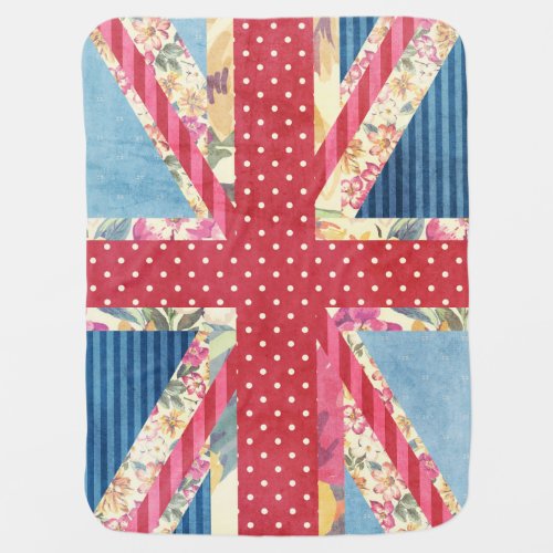 Shabby Chic  British Flag Swaddle Blanket