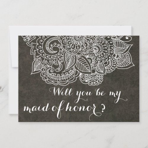 Shabby Chic Brown Vintage Paisley Maid Of Honor Personalized Invite