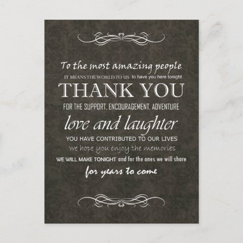 Shabby Chic Brown Vintage Wedding Thank You Postcard