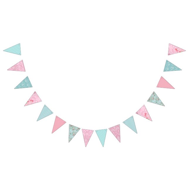 Shabby Chic Bunting. (Pink and Blue) Bunting Flags (All)
