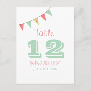 Shabby Chic Bunting Table Number Pink and Mint