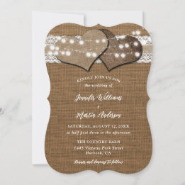 Shabby Chic Burlap and Lace Wedding Invitations
