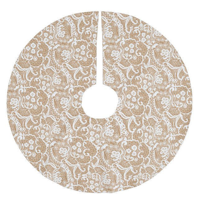 Shabby Chic Burlap & Lace Tree Skirt (Front)