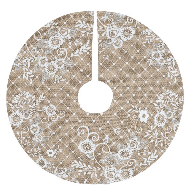 Shabby Chic Burlap & Lace Tree Skirt (Front)