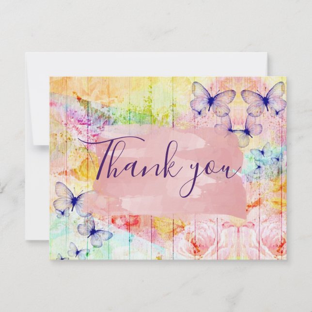 Shabby Chic Butterflies and Roses on Rustic Wood (Front)