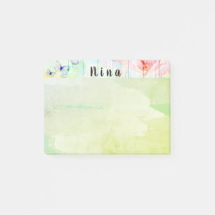 Shabby Chic Butterflies and Roses on Rustic Wood Post-it Notes