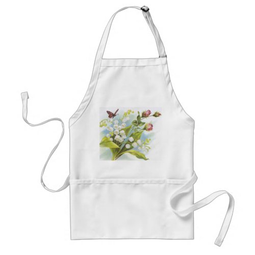 Shabby Chic Butterfly Roses  Lily of the Valley Adult Apron
