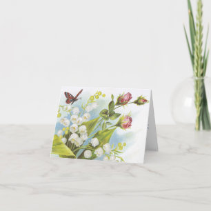 Shabby Chic Butterfly, Roses & Lily of the Valley  Card