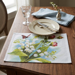 Shabby Chic Butterfly, Roses & Lily of the Valley Cloth Placemat