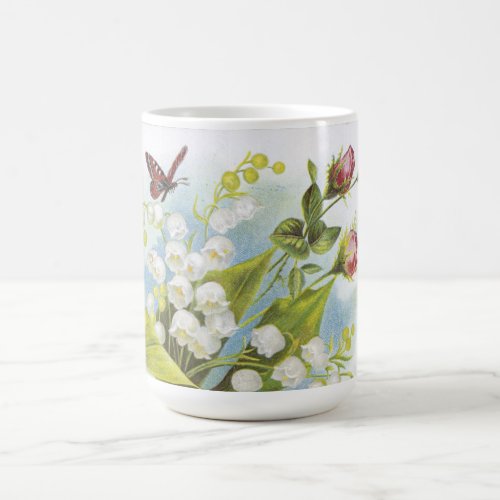Shabby Chic Butterfly Roses  Lily of the Valley Coffee Mug