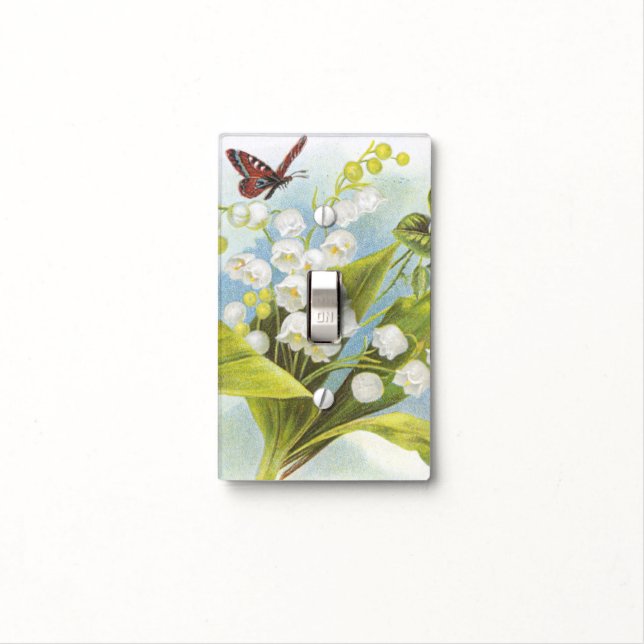 Shabby Chic Butterfly, Roses & Lily of the Valley Light Switch Cover (In Situ)