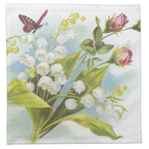 Shabby Chic Butterfly Roses  Lily of the Valley Napkin