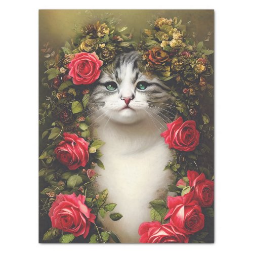 Shabby Chic Cat Tissue Paper For Decoupage 