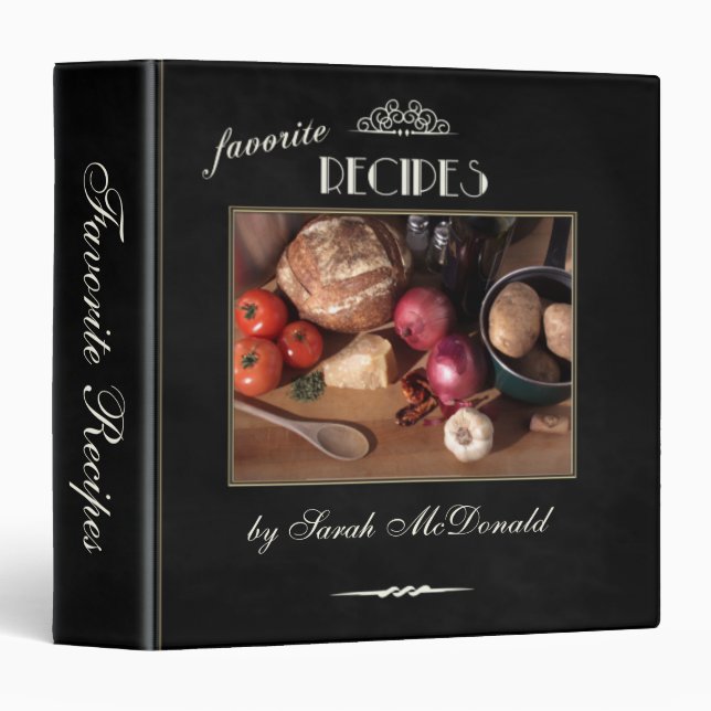 Shabby Chic Chalkboard Favorite Recipes Binder (Front/Spine)