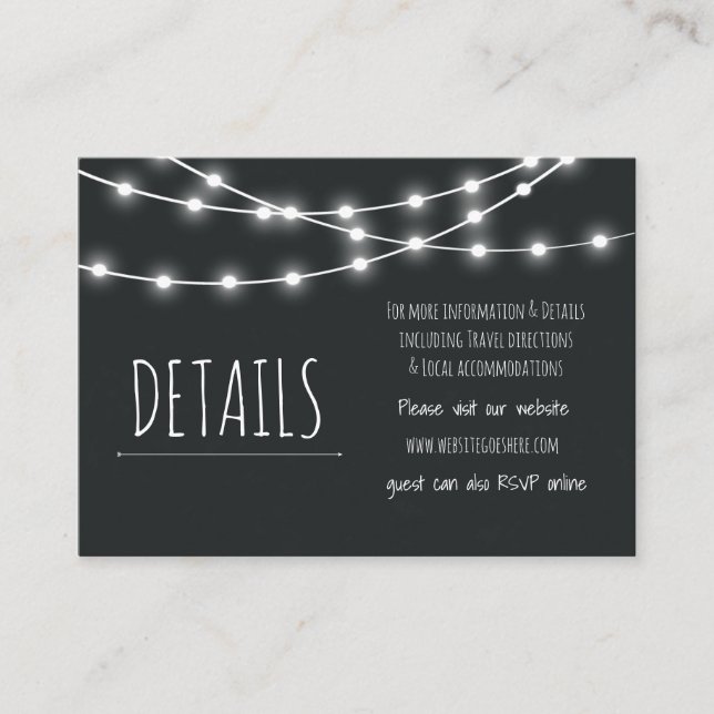 Shabby Chic Chalkboard Wedding Details Card (Front)