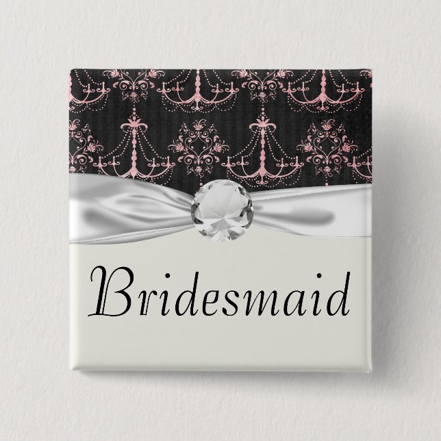 shabby chic chandelier mod pin black damask (Front)