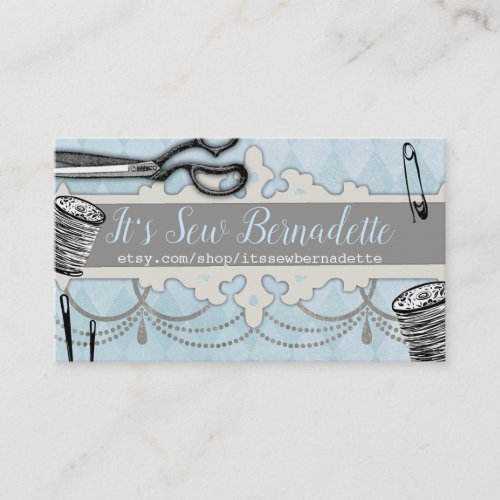 Shabby chic chandelier sewing business card