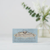 Shabby chic chandelier sewing scissors biz cards (Standing Front)
