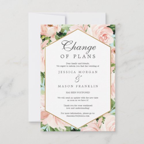 Shabby Chic Change of Plans Announcement Card
