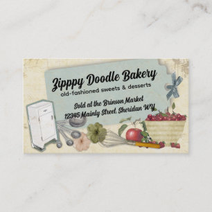 Shabby chic cherry icebox cooking baking biz cards