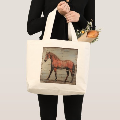 Shabby Chic Chestnut Mare Large Tote Bag
