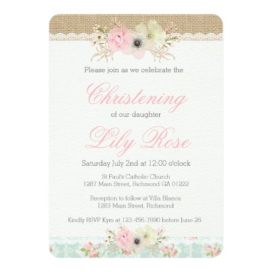 Shabby Chic Invitations For Bautismo 3