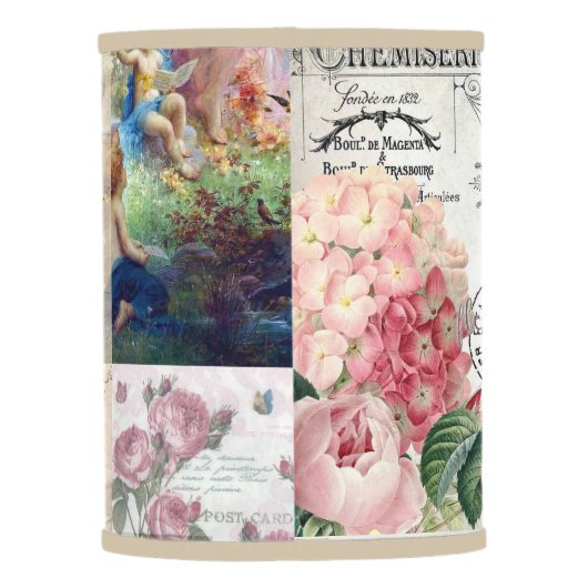 Shabby chic collage,country victorian,decoupage, b lamp shade (Back)
