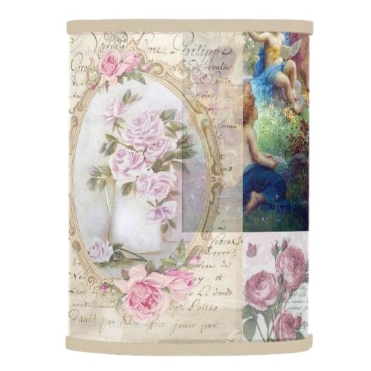 Shabby chic collage,country victorian,decoupage, b lamp shade (Right)