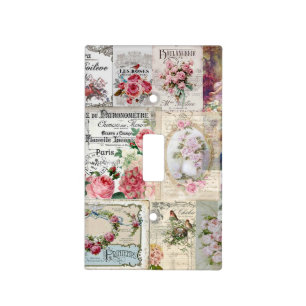 Shabby chic collage,country victorian,decoupage, b light switch cover