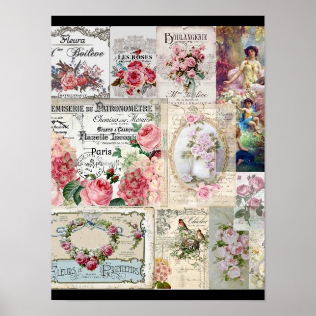 Shabby chic collage,country victorian,decoupage, b poster (Front)