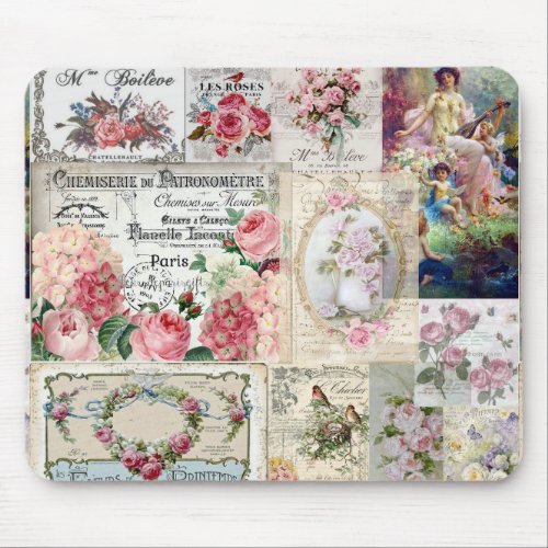 Shabby chic collagecountry victoriandecoupagemo mouse pad