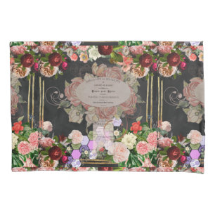 Shabby chic collage, French chic,country rustic,fl Pillow Case