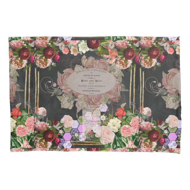 Shabby chic collage, French chic,country rustic,fl Pillow Case (Front)