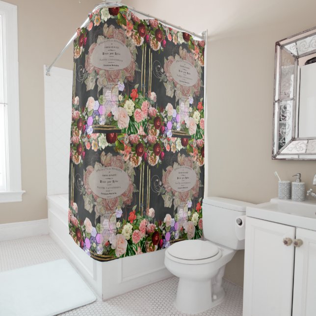 Shabby chic collage, French chic,country rustic,fl Shower Curtain (In Situ)